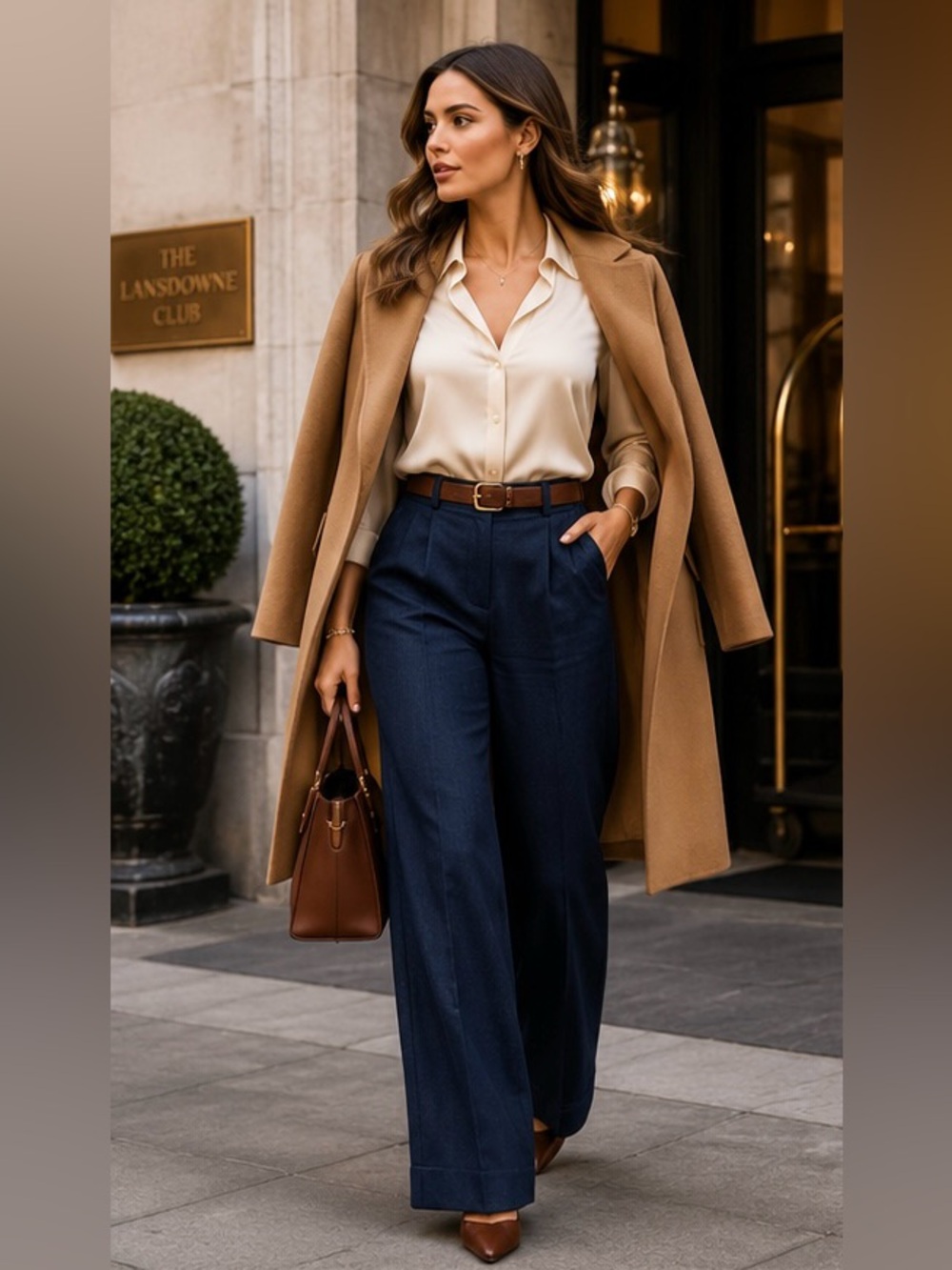 Anthropologie Taikonhu Wool Wide Leg Trousers Size 2 Navy Blue Career Pants